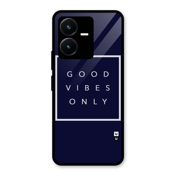 Blue White Vibes Glass Back Case for Vivo Y22