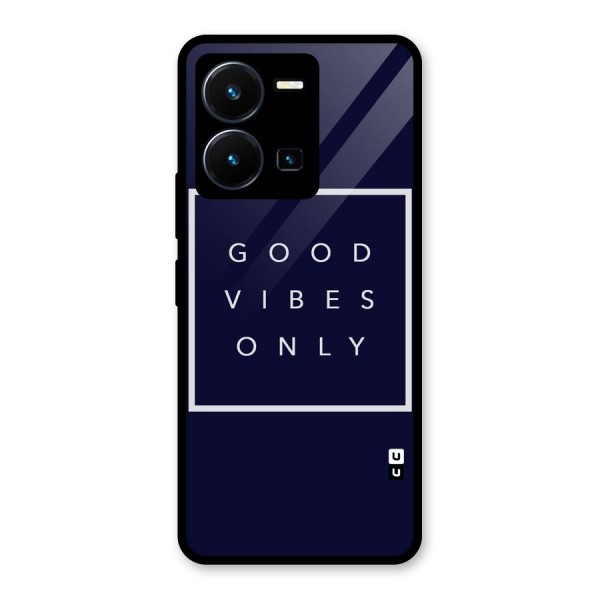 Blue White Vibes Glass Back Case for Vivo Y35