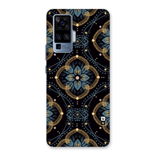 Blue With Black Flower Back Case for Vivo X50 Pro