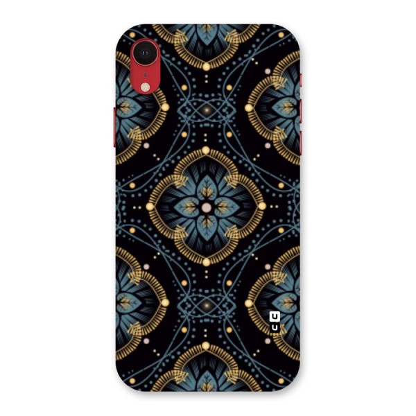 Blue With Black Flower Back Case for iPhone XR