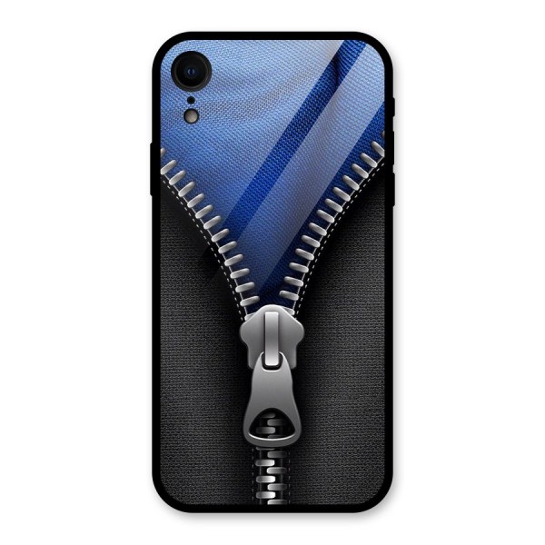 Blue Zipper Glass Back Case for XR