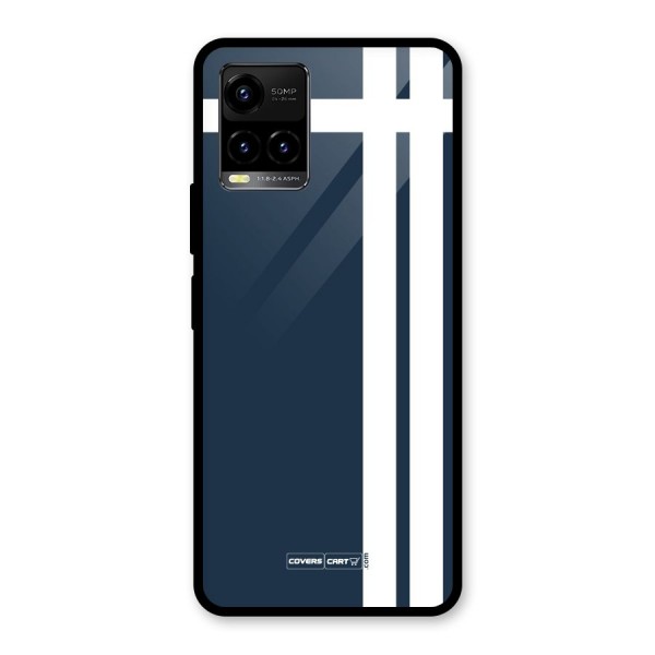 Blue and White Glass Back Case for Vivo Y21 2021