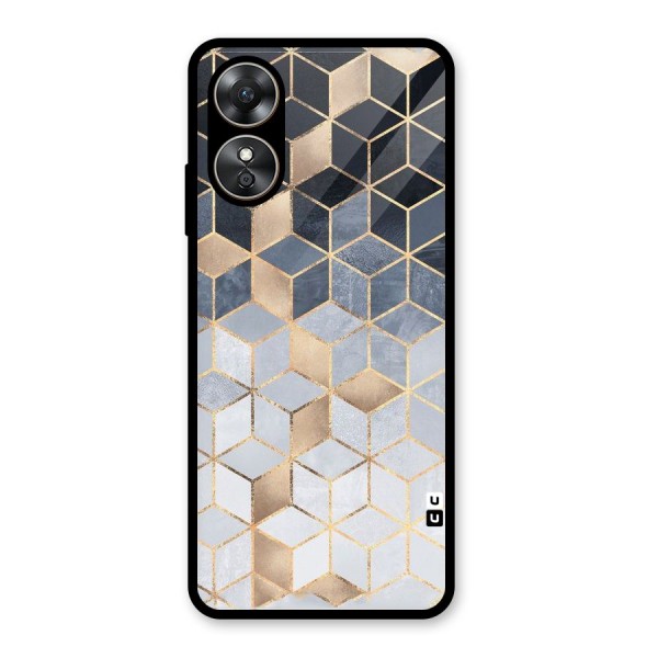 Blues And Golds Glass Back Case for Oppo A17