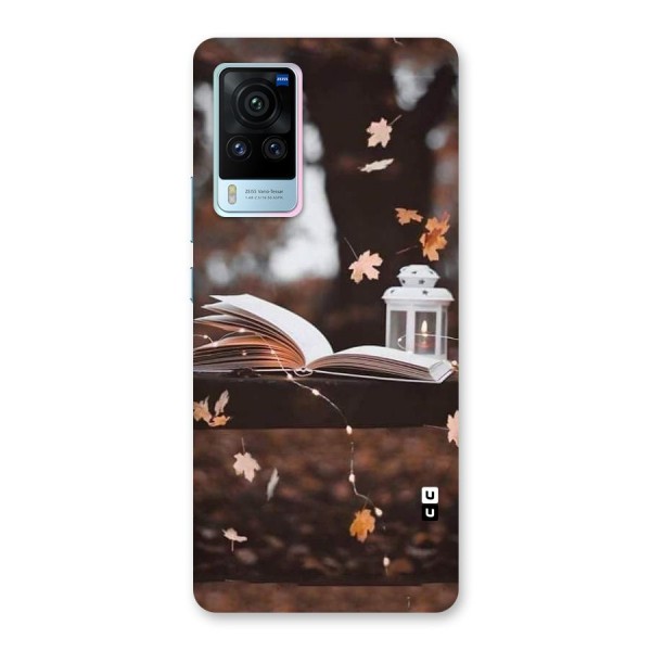 Book and Fall Leaves Back Case for Vivo X60 Pro