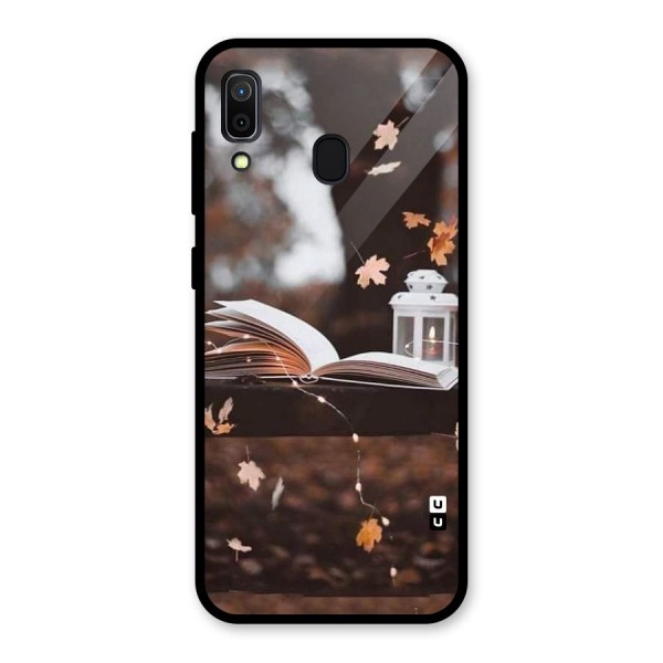 Book and Fall Leaves Glass Back Case for Galaxy A30