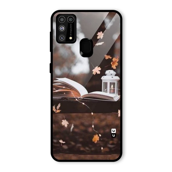 Book and Fall Leaves Glass Back Case for Galaxy M31