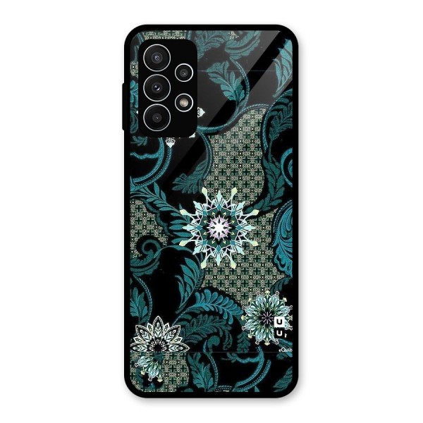 Bottle Green Floral Glass Back Case for Galaxy A23