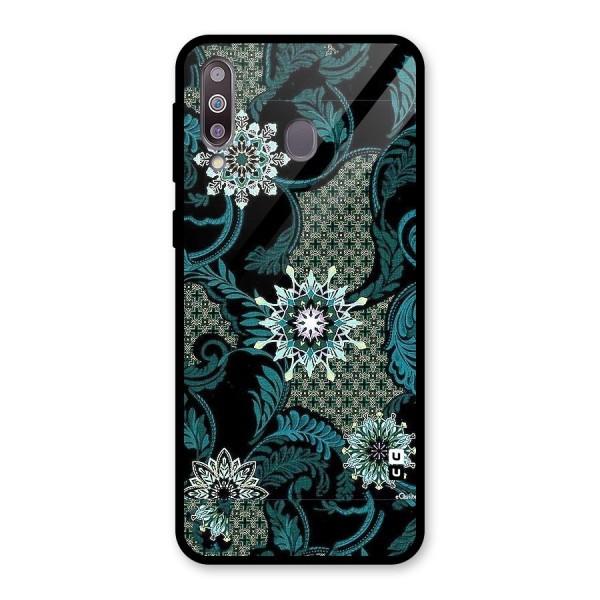 Bottle Green Floral Glass Back Case for Galaxy M30