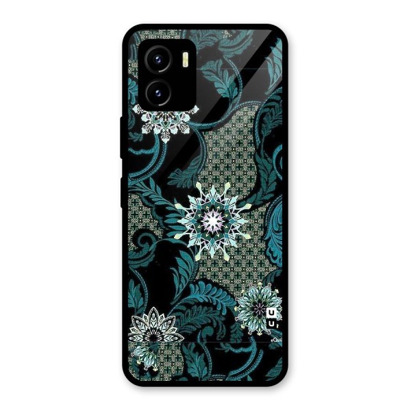 Bottle Green Floral Glass Back Case for Vivo Y15s