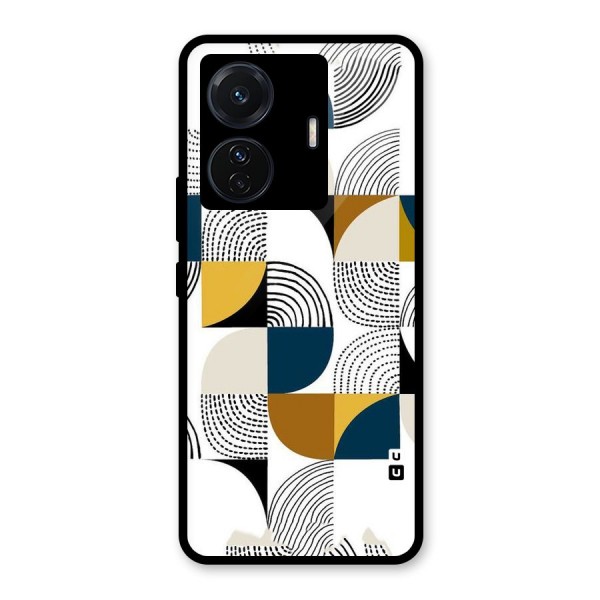 Boxes Pattern Glass Back Case for Vivo T1 Pro