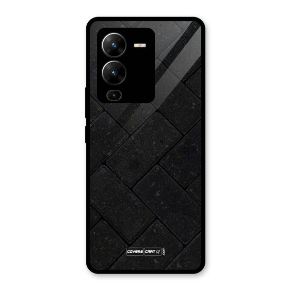 Bricks Pattern Glass Back Case for Vivo V25 Pro