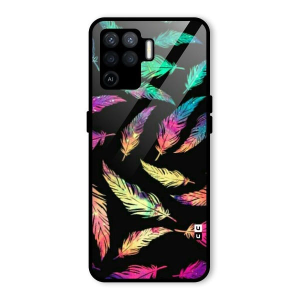 Bright Feathers Glass Back Case for Oppo F19 Pro