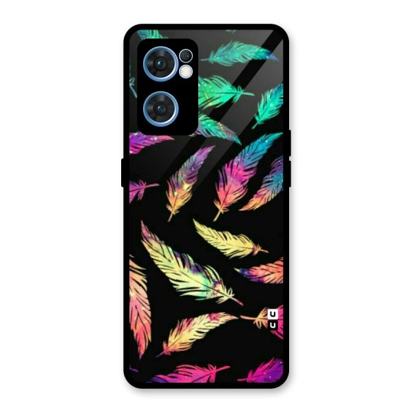 Bright Feathers Glass Back Case for Oppo Reno7 5G