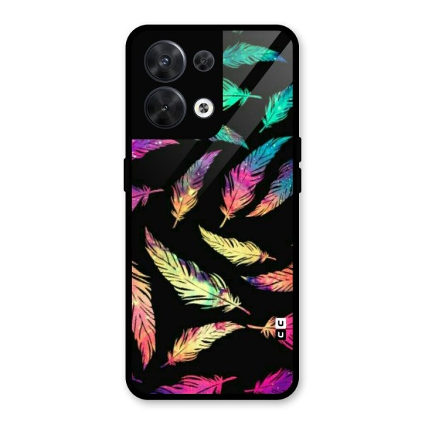 Bright Feathers Glass Back Case for Oppo Reno8 5G