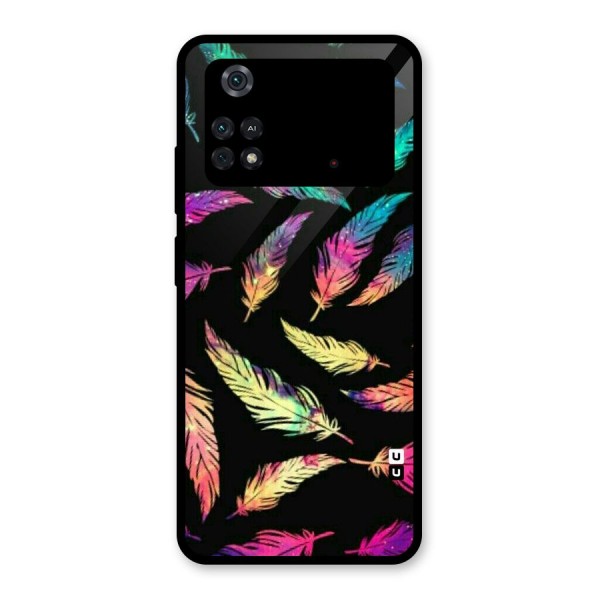 Bright Feathers Glass Back Case for Poco M4 Pro 4G