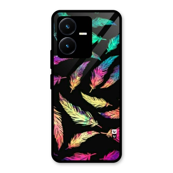 Bright Feathers Glass Back Case for Vivo Y22