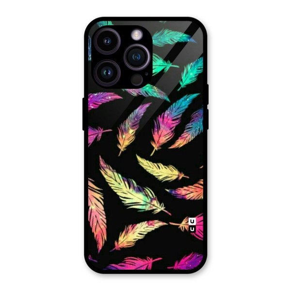 Bright Feathers Glass Back Case for iPhone 14 Pro Max