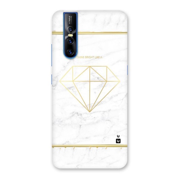 Bright Gold Diamond Back Case for Vivo V15 Pro