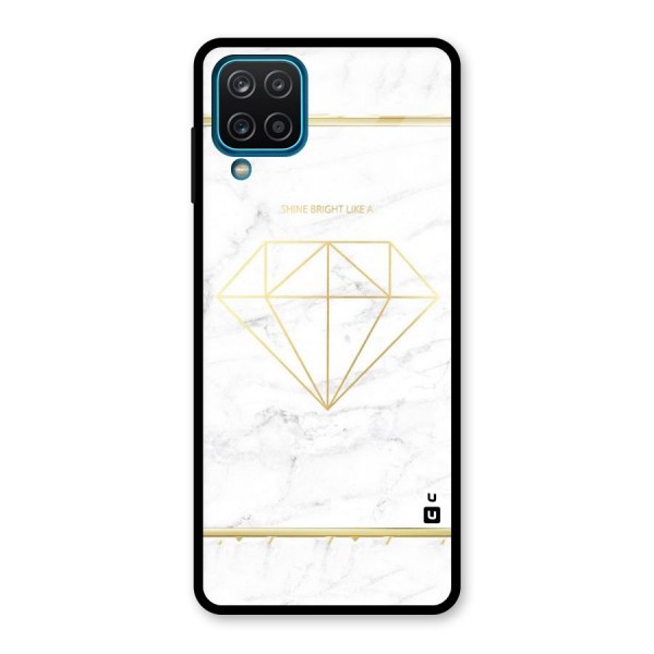 Bright Gold Diamond Glass Back Case for Galaxy A12