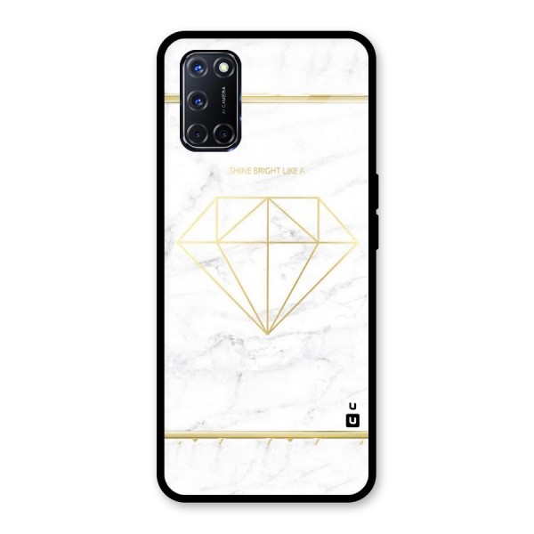 Bright Gold Diamond Glass Back Case for Oppo A52