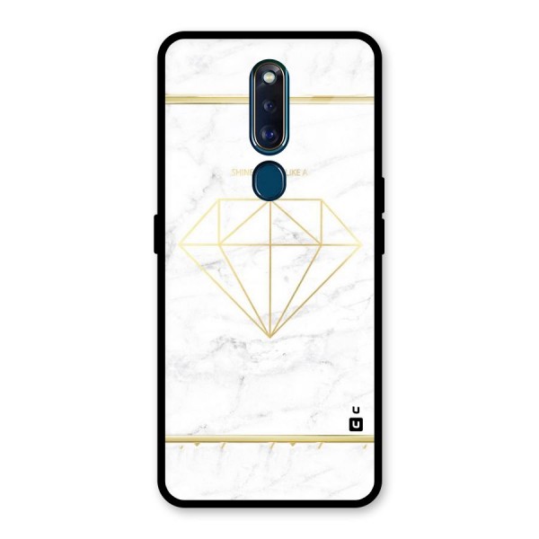 Bright Gold Diamond Glass Back Case for Oppo F11 Pro