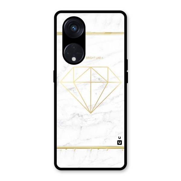 Bright Gold Diamond Glass Back Case for Reno8 T 5G