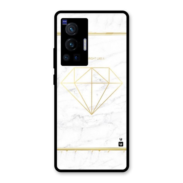 Bright Gold Diamond Glass Back Case for Vivo X70 Pro