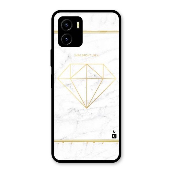 Bright Gold Diamond Glass Back Case for Vivo Y15s