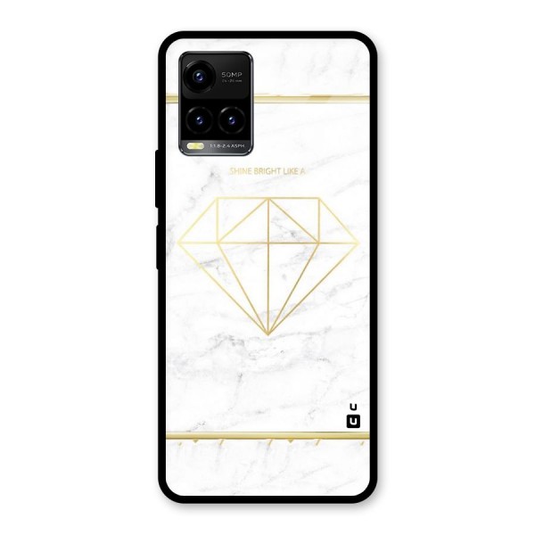 Bright Gold Diamond Glass Back Case for Vivo Y21 2021