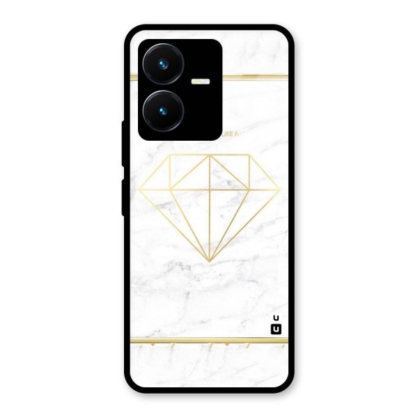 Bright Gold Diamond Glass Back Case for Vivo Y22