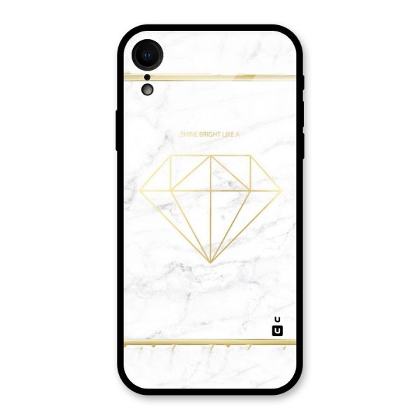 Bright Gold Diamond Glass Back Case for XR