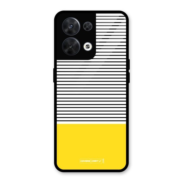 Bright Yellow Stripes Glass Back Case for Oppo Reno8 5G