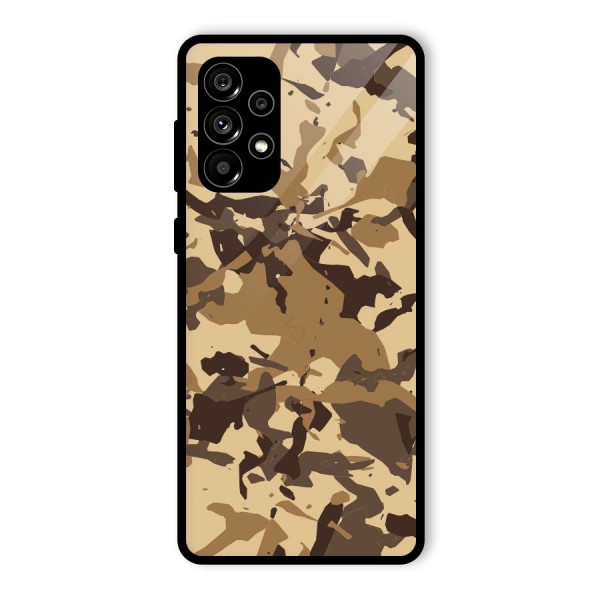 Brown Camouflage Army Glass Back Case for Galaxy A73 5G