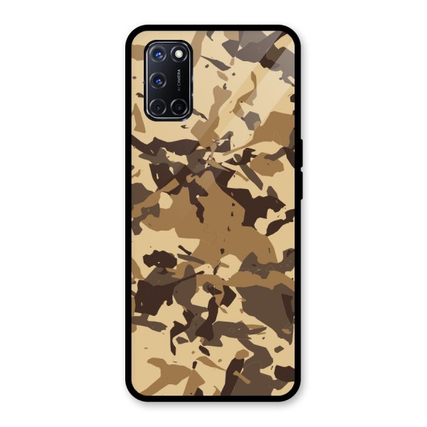 Brown Camouflage Army Glass Back Case for Oppo A52