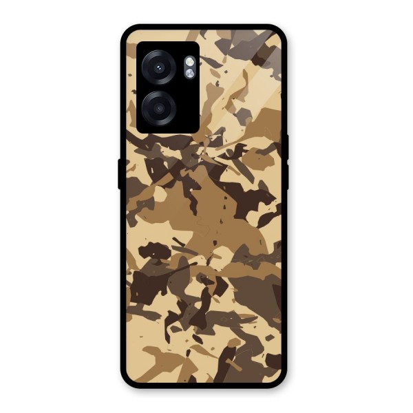 Brown Camouflage Army Glass Back Case for Oppo K10 (5G)