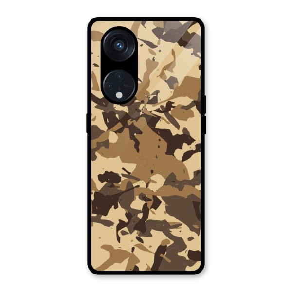 Brown Camouflage Army Glass Back Case for Reno8 T 5G