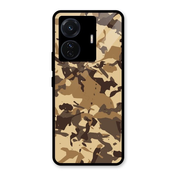 Brown Camouflage Army Glass Back Case for Vivo T1 Pro