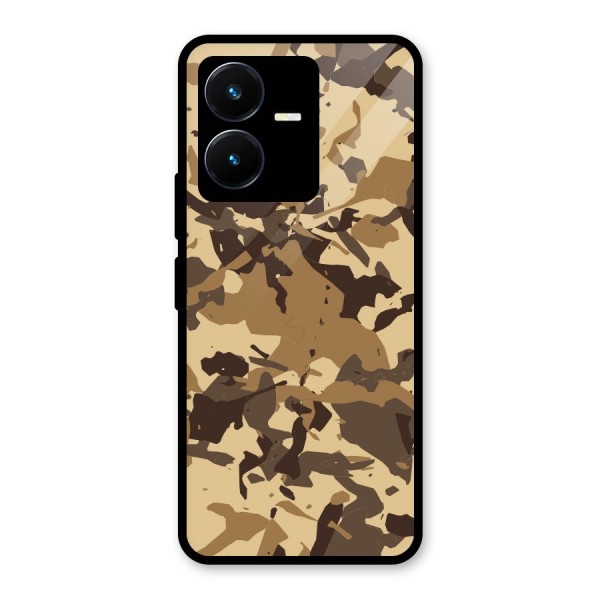 Brown Camouflage Army Glass Back Case for Vivo Y22