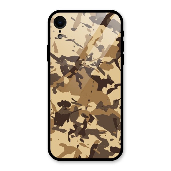 Brown Camouflage Army Glass Back Case for XR