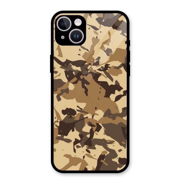 Brown Camouflage Army Glass Back Case for iPhone 14 Plus