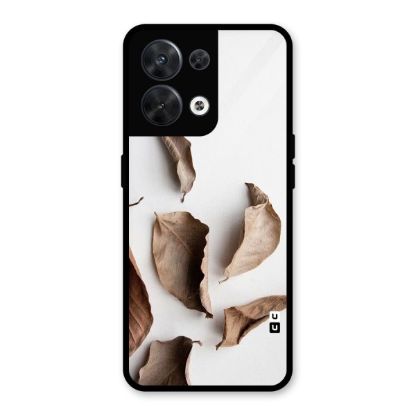 Brown Dusty Leaves Glass Back Case for Oppo Reno8 5G