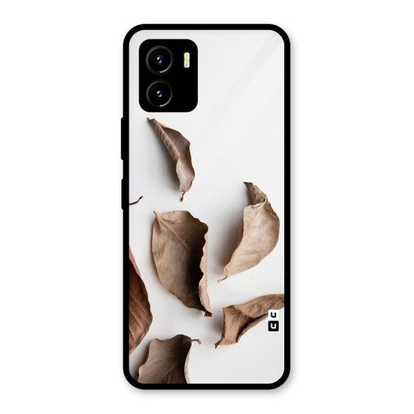 Brown Dusty Leaves Glass Back Case for Vivo Y15s