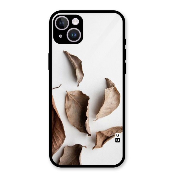 Brown Dusty Leaves Glass Back Case for iPhone 14 Plus