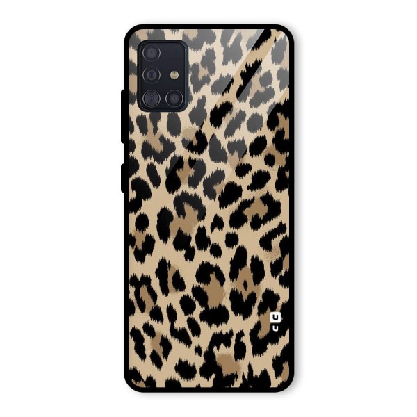 Brown Leapord Print Glass Back Case for Galaxy A51