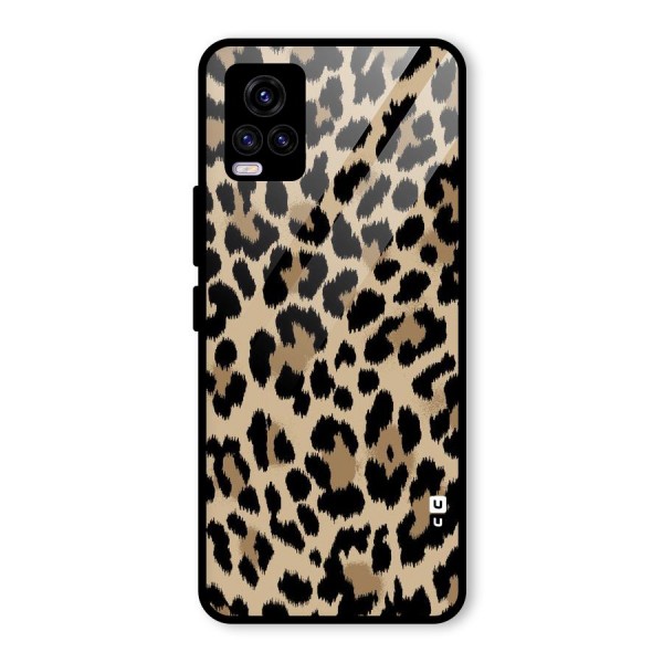 Brown Leapord Print Glass Back Case for Vivo V20