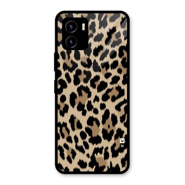 Brown Leapord Print Glass Back Case for Vivo Y15s