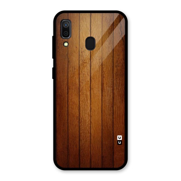 Brown Wood Design Glass Back Case for Galaxy A30