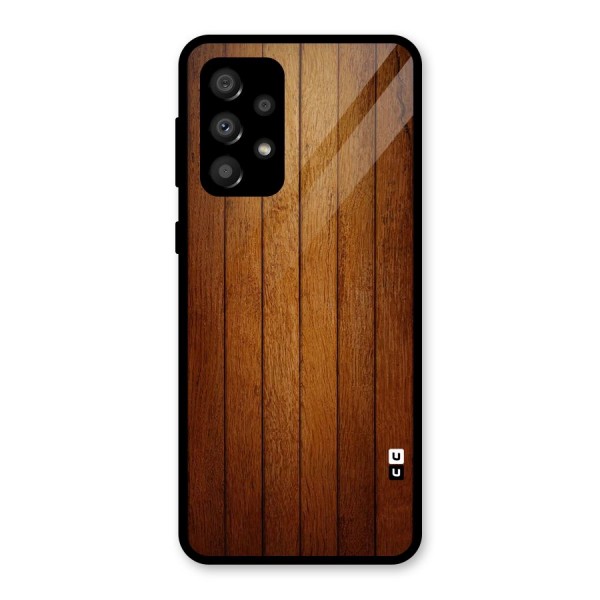 Brown Wood Design Glass Back Case for Galaxy A32