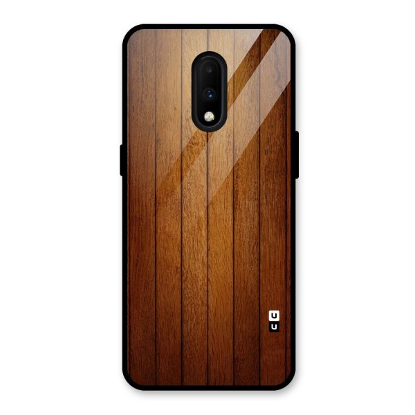 Brown Wood Design Glass Back Case for OnePlus 7