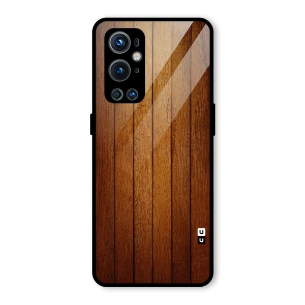 Brown Wood Design Glass Back Case for OnePlus 9 Pro